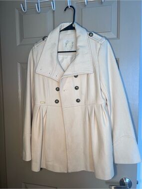 G by Guess Cream Double-Breasted Pea Coat